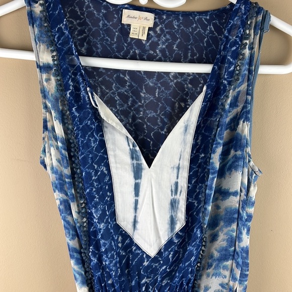 Anthropologie Meadow Rue Blue & White Bohemian Belted Dress - Picture 7 of 11